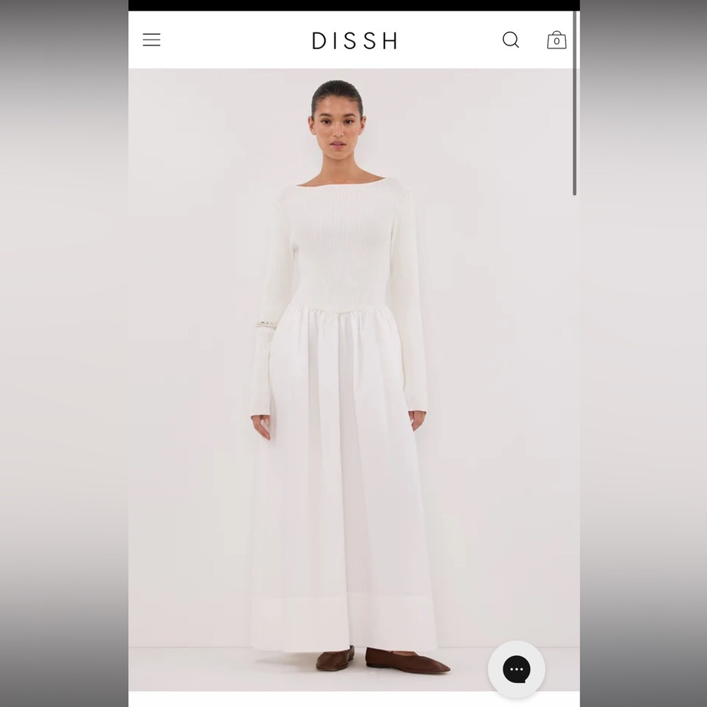 DISSH ABIGAIL WHITE HYBRID LONG SLEEVE MIDI DRESS